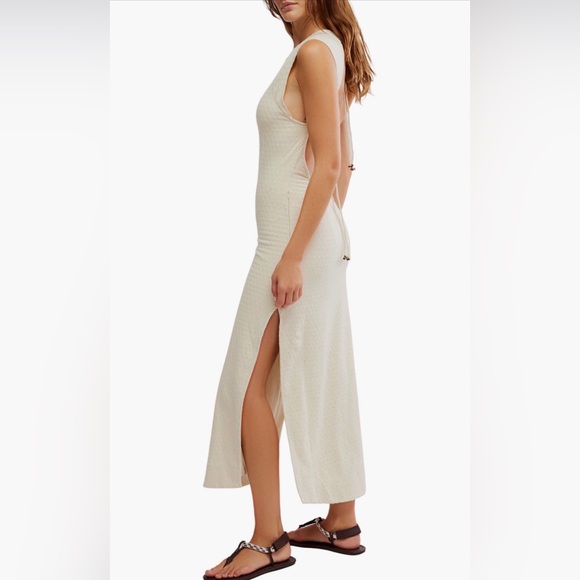 Free People Elegant Cream eyelet embroidered open back Dress - Picture 3 of 5